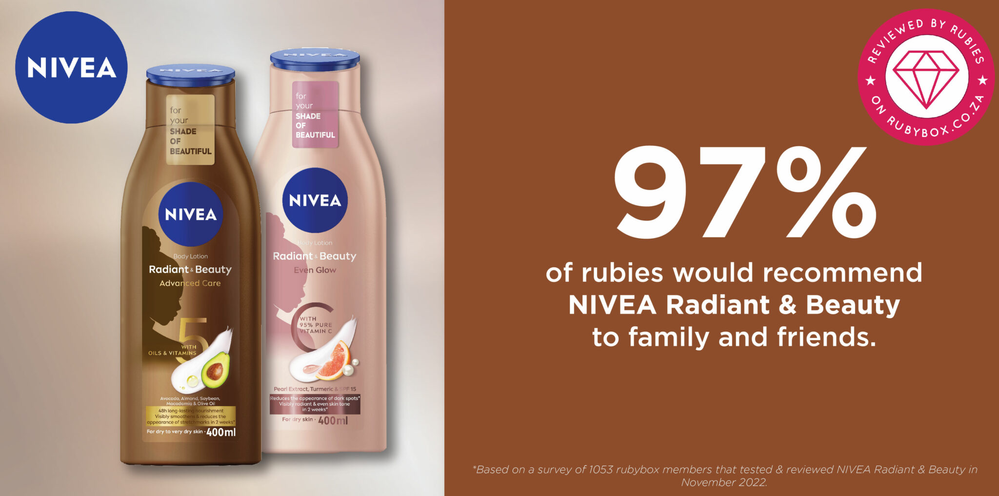 rubies review and rate NIVEA Radiant & Beauty Body Lotions rubybox
